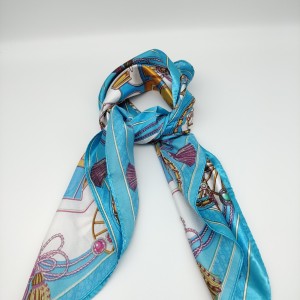 blue retro small silk scarf